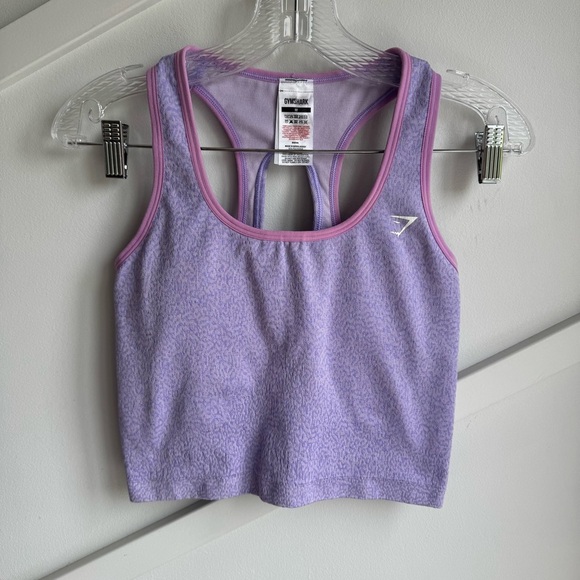 Gym shark ADAPT ANIMAL SEAMLESS CROP TANK Women's Purple Sports Bra size M - Picture 4 of 8